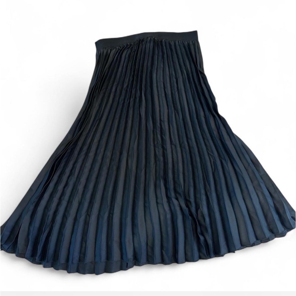 DR2 Midnight Black A-Line Pleated Plisse Skirt